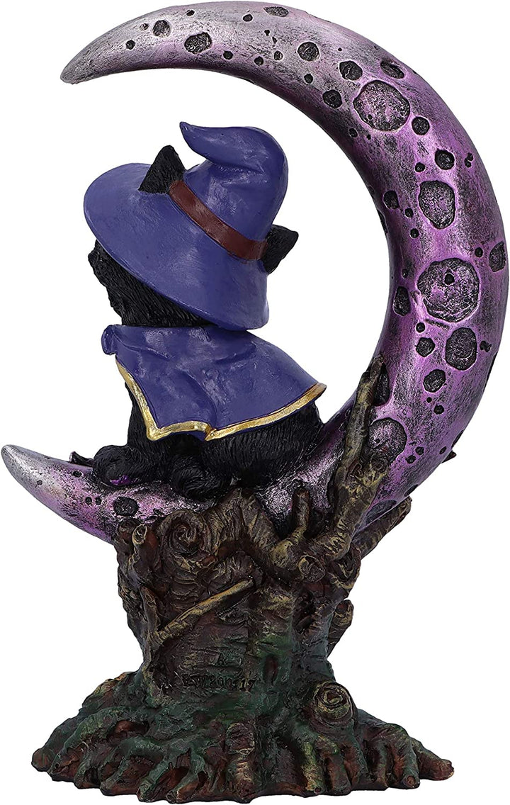 Nemesis Now Grimalkin Witches Familiar Black Cat and Crescent Moon Figurine, 18.