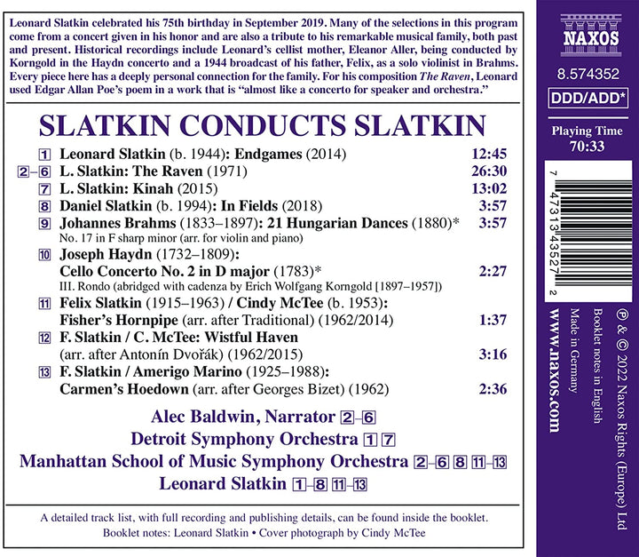 Detroit Symphony Orchestra - Slatkin Conducts Slatkin [Detroit Symphony Orchestra; Manhattan School of Music [Audio CD]
