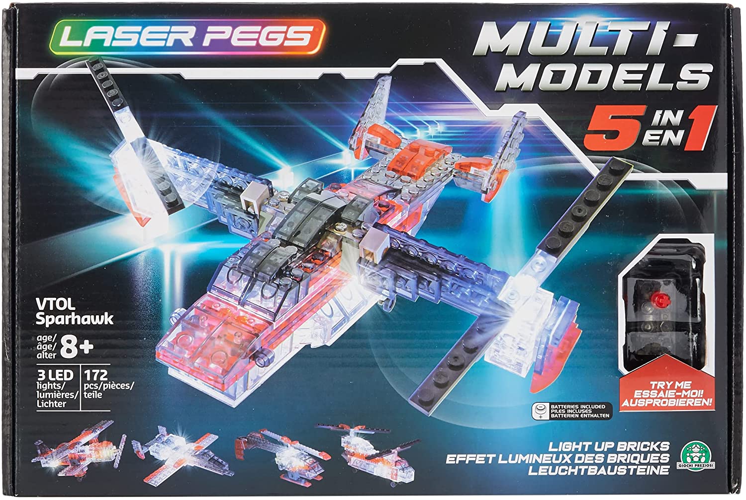 Laser Pegs 5-in-1 VTOL Sparhawk - Light-Up Building Set for Ages 3+