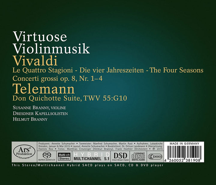 Vivaldi: The Four Seasons - Telemann: Don Quichotte Suite TWV 55:G10 [Audio CD]