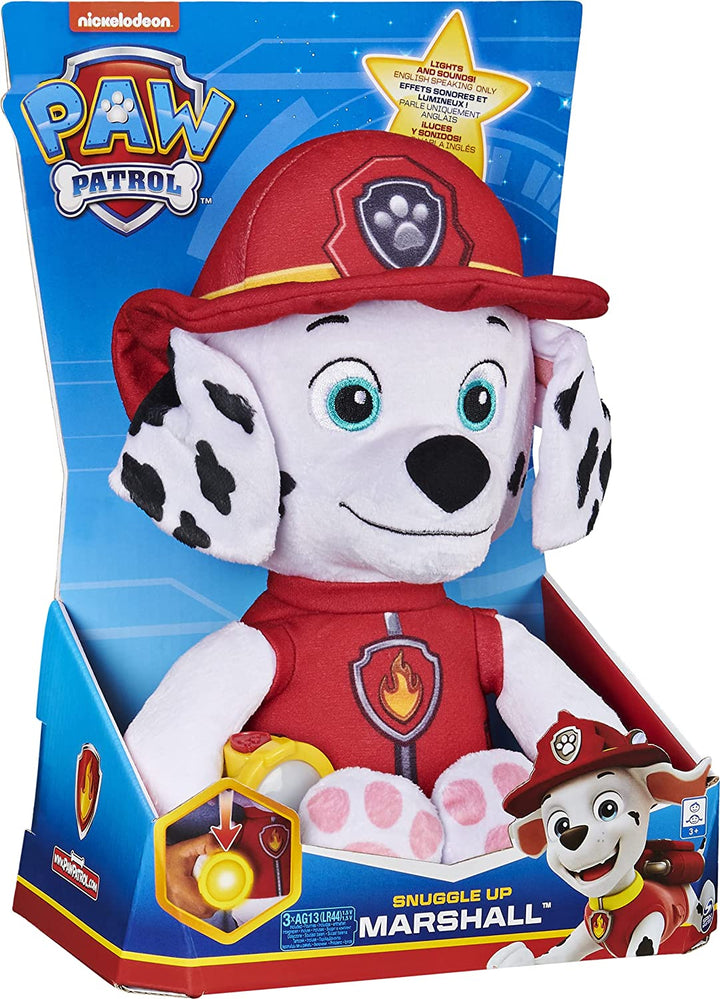 Paw Patrol 6059298, Snuggle Up Marshall Plush with Torch and Sounds, for Kids Aged 3 and Up