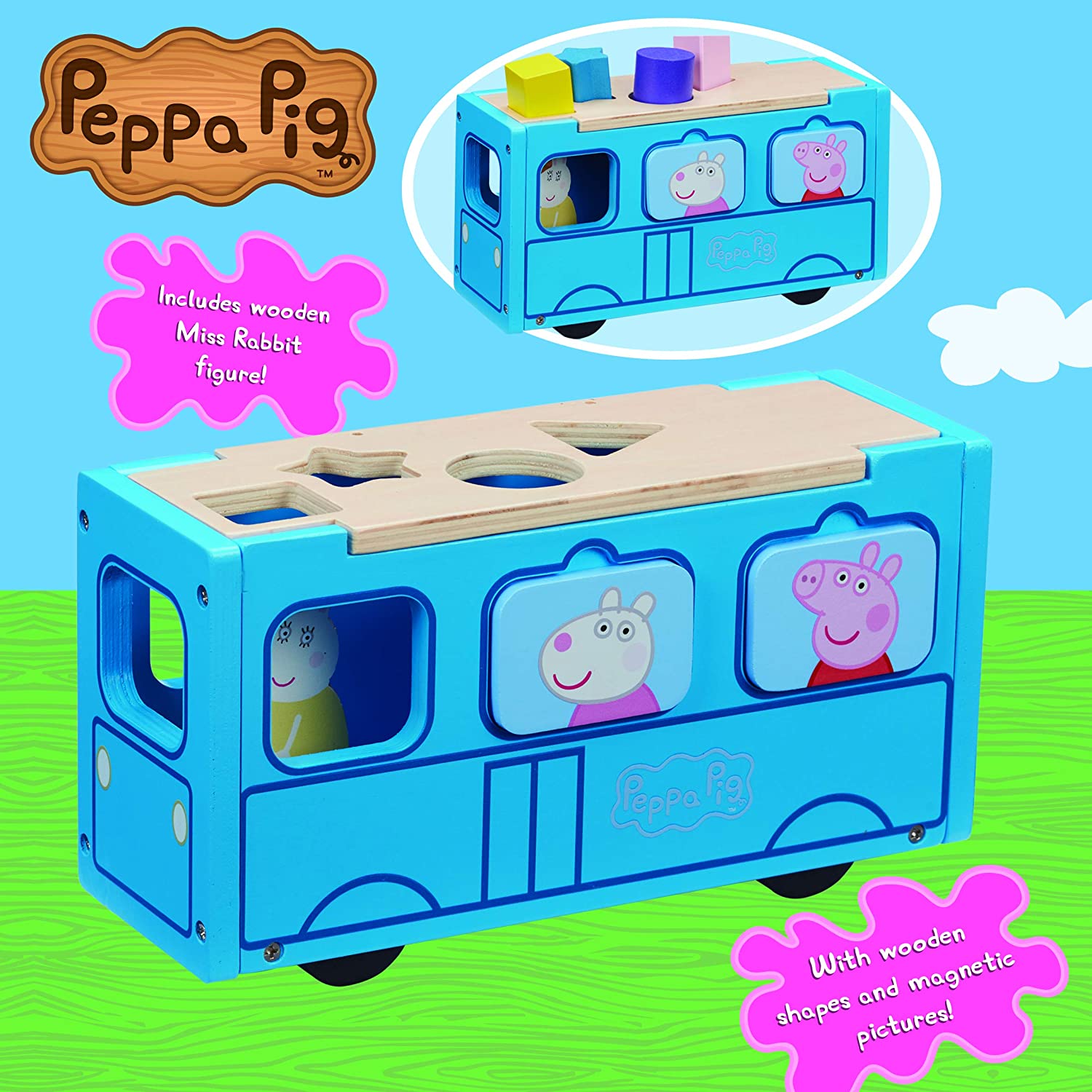 Peppa Pig 07222 Schulbus aus Holz 4