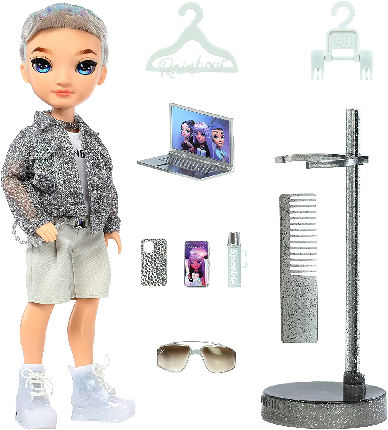 Rainbow High Fashion Doll - Aidan Russel in Purple Iridescent Outfit - Poseable 6-inch Doll with Accessories 5