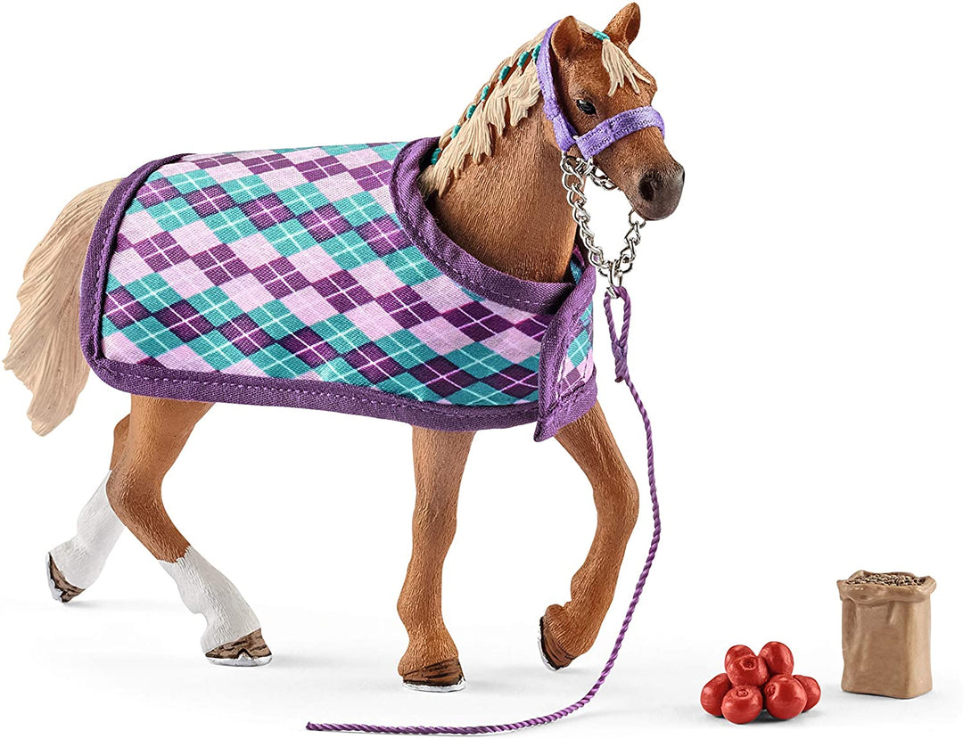 Schleich 42360 42360-Horse Club purosangue inglese con coperta, multicolore