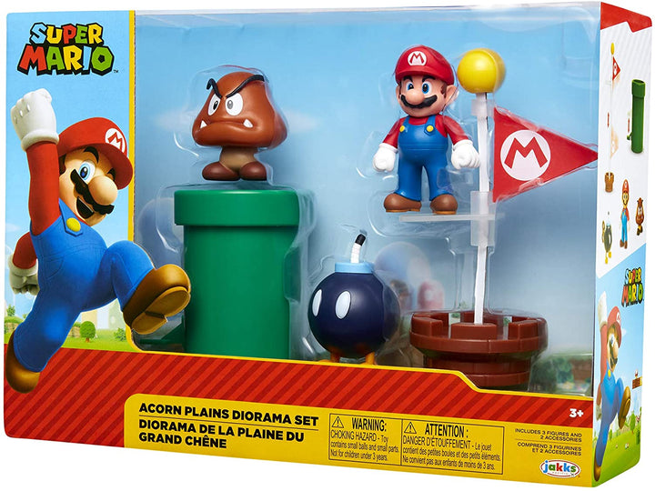 Super Mario Nintendo de Figure Mundo Acorn Plains 2.5” Figure Multipack Diorama Set with Accessories