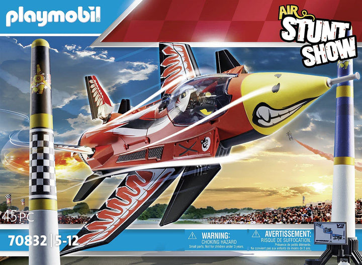 PLAYMOBIL Air Stunt Show 70832 Eagle Jet, Toy Plane with Wind-Up Motor, Aeroplane