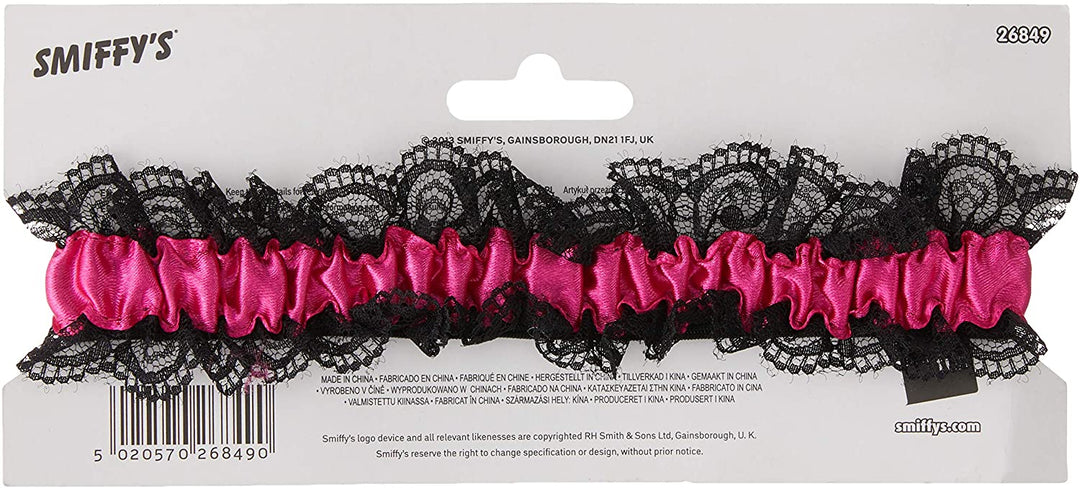 Smiffys Bride To Be Garter con pizzo - Nero/Rosa
