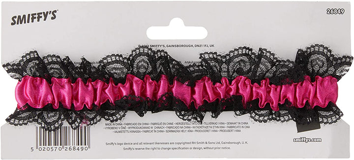 Smiffys Bride To Be Garter con pizzo - Nero/Rosa
