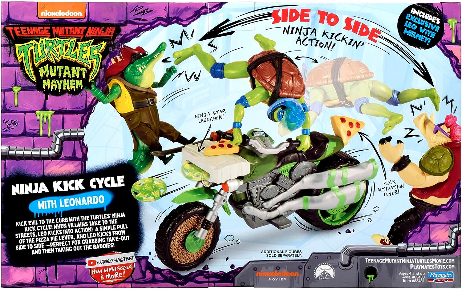 Teenage Mutant Ninja Turtles Ninja Kick Cycle with Exclusive Leonardo Figure - Action Playset, 4+ Years