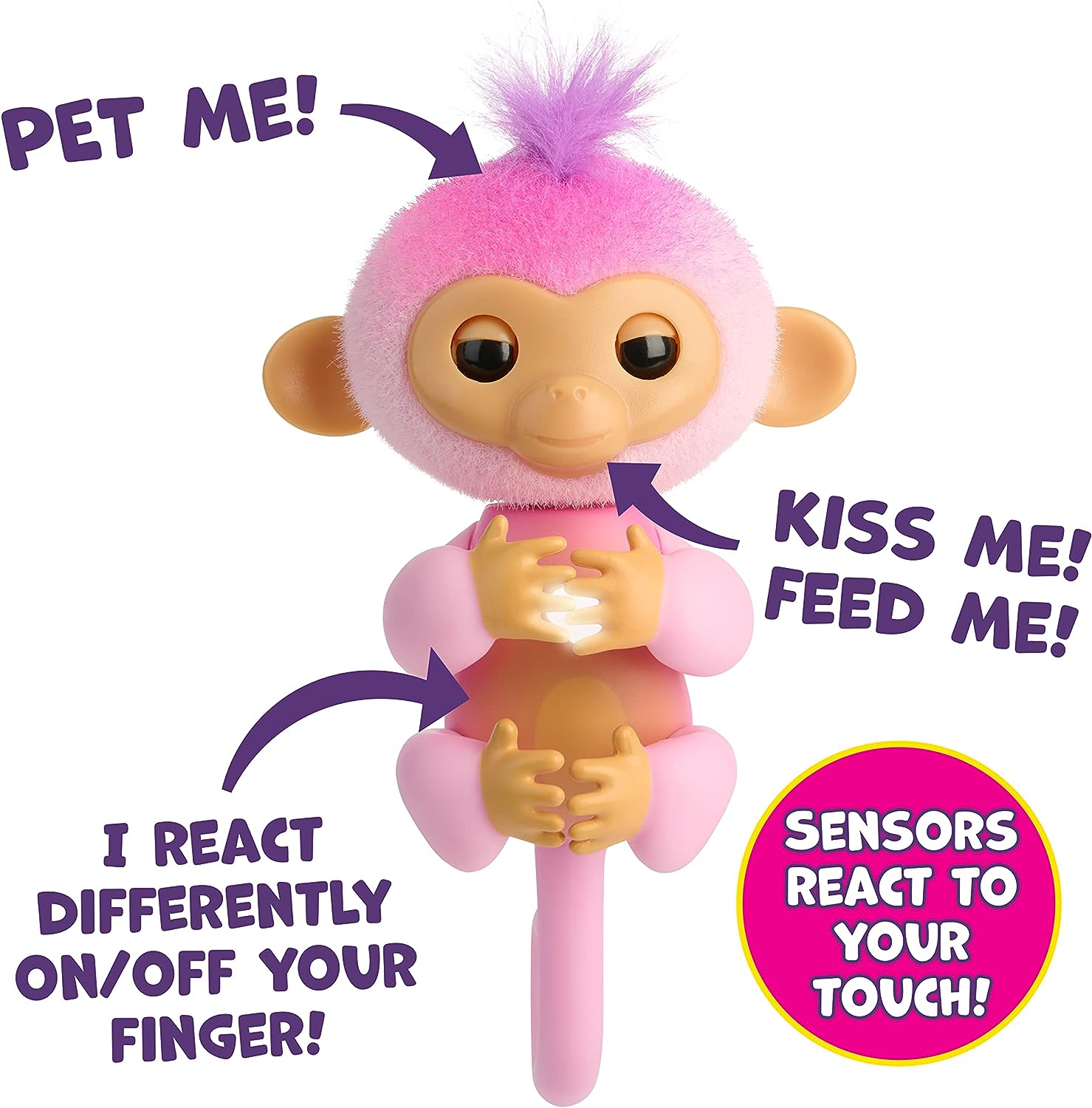 Fingerlings Monkey Pink – Harmony Interactive Baby Monkey mit über 70 Geräuschen und Reaktionen 3