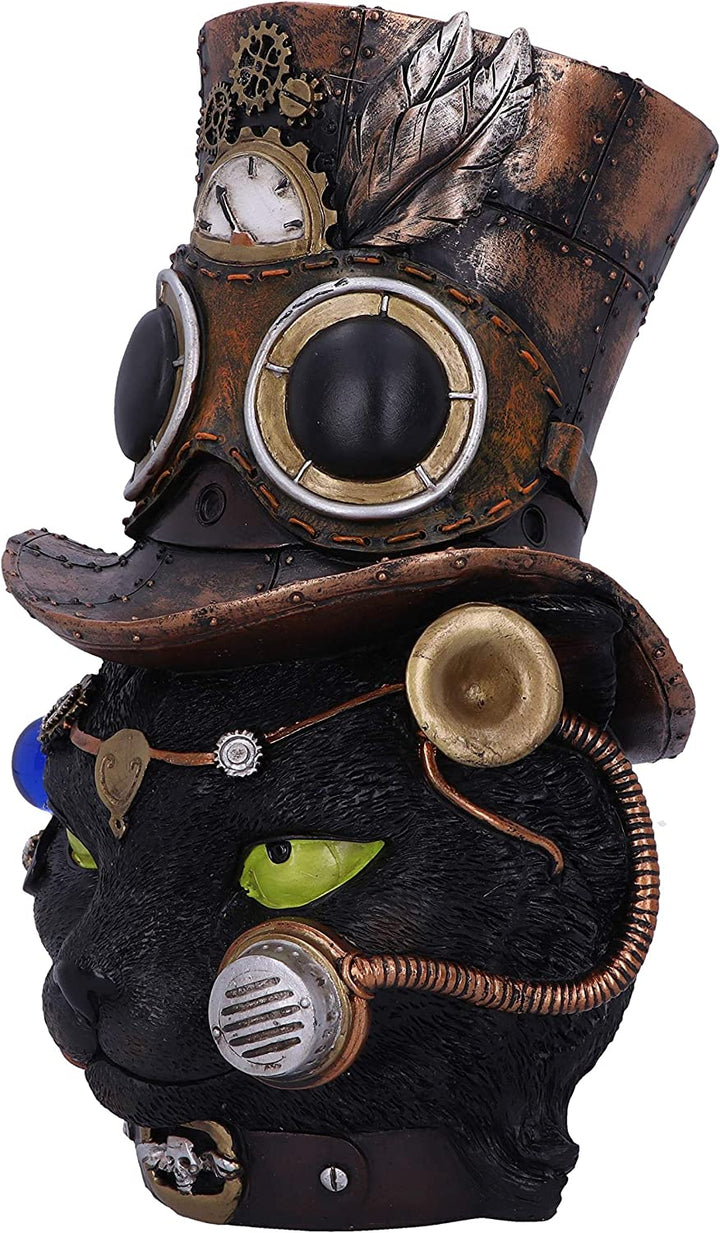 Felius Mogg 28.8cm Steampunk Black Cat Head Figurine