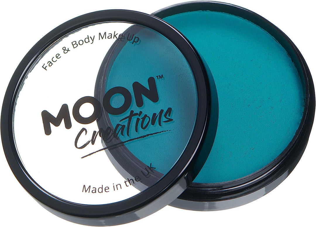 Pro Face & Body Paint Cake Pots by Moon Creations - Teal - Professional Water Based Face Paint Makeup for Adults, Kids - 36g