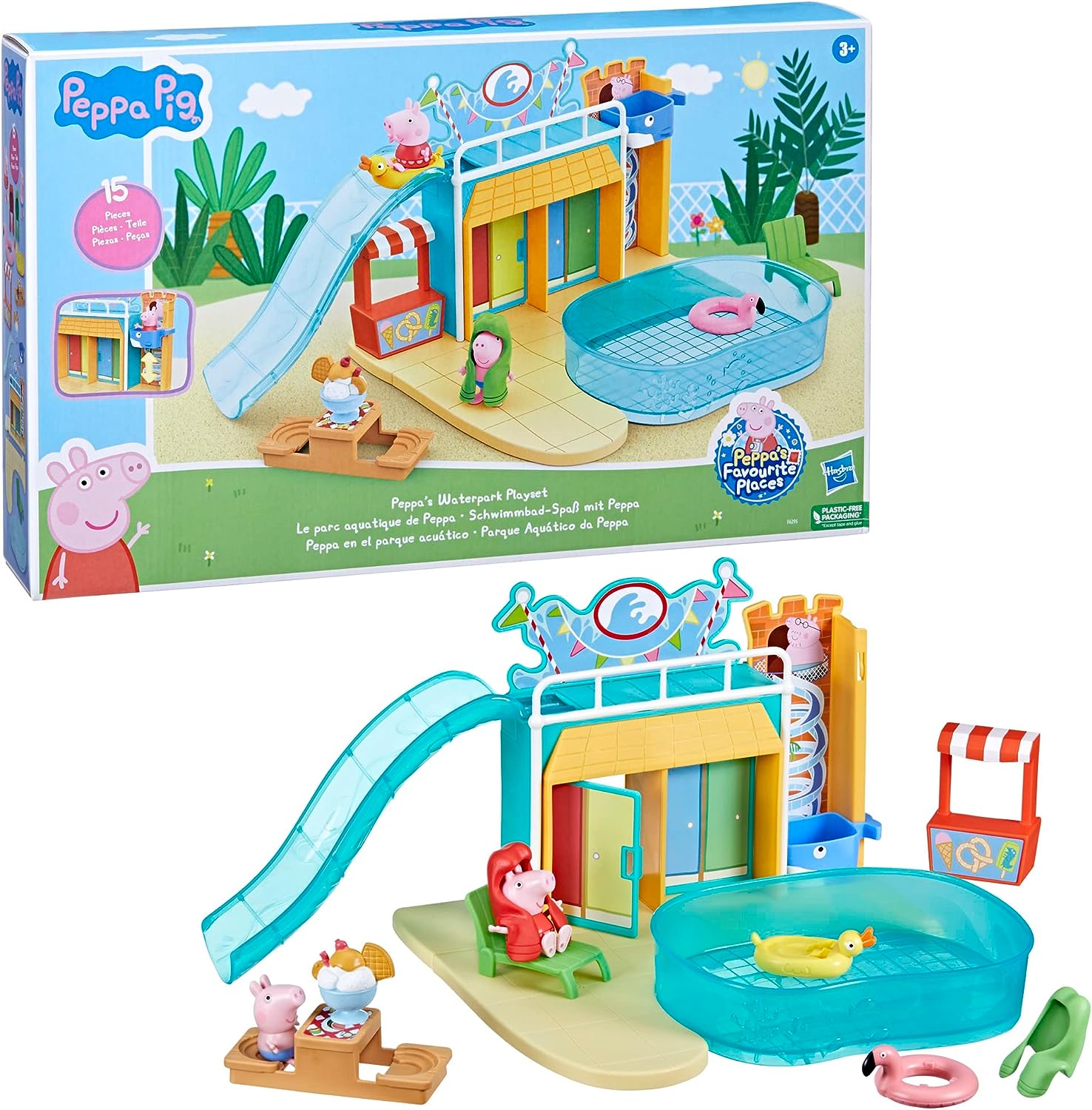 Peppa Pig Waterpark Playset - 2-Sided Playset with Figures & Accessories for 3+ 3