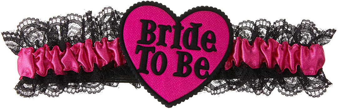 Smiffys Bride To Be Garter con pizzo - Nero/Rosa