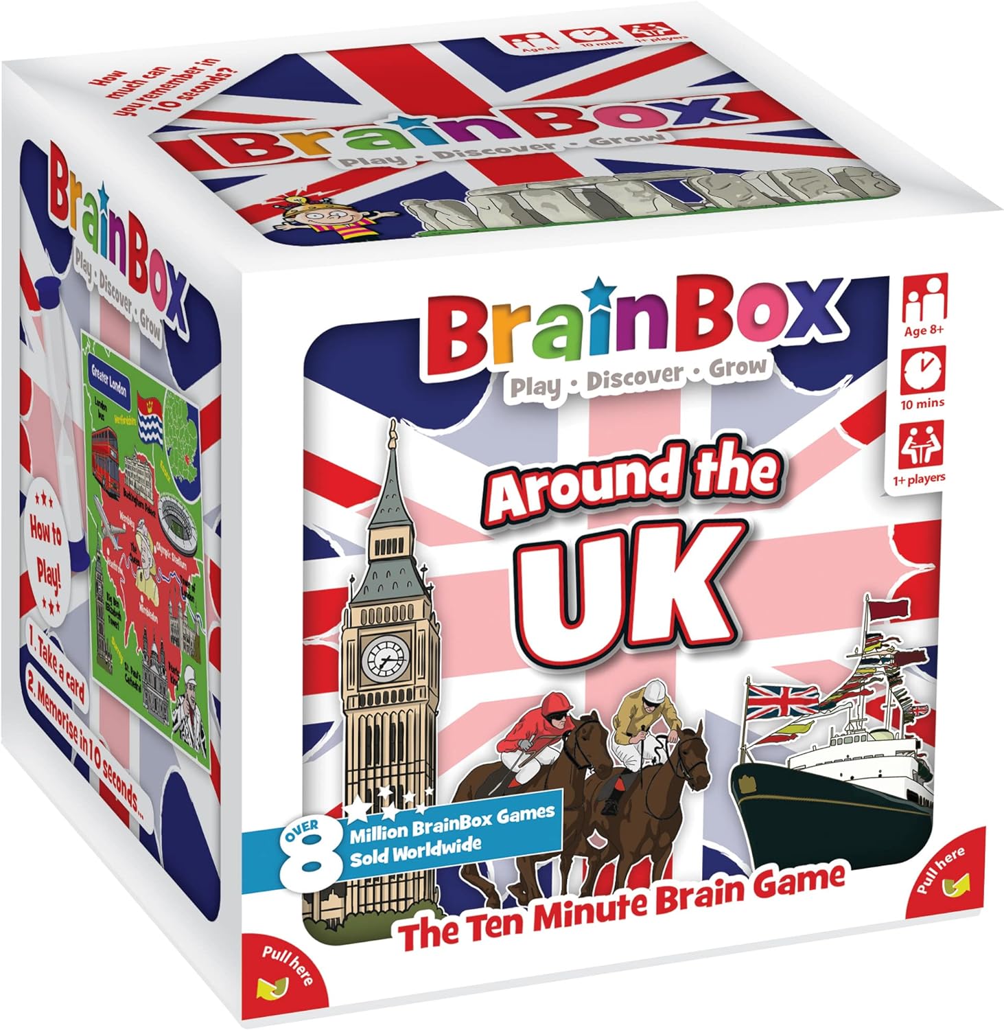 Brainbox Around The UK-Kartenspiel – 55 Karten, 440 Fragen, ab 8 Jahren