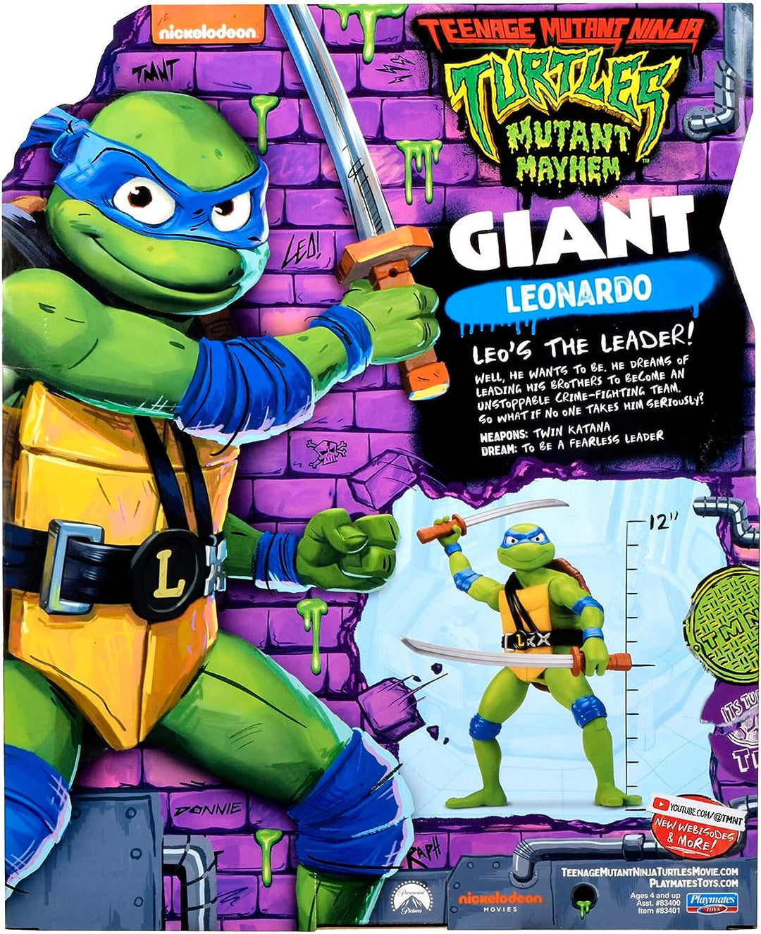 Teenage Mutant Ninja Turtles 83401CO Mutant Mayhem Giant Leonardo 12-Inch Action Figure