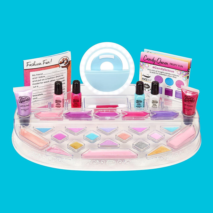 Shimmer and Sparkle 17346 Light up Beauty Studio with Selfie Ring Set for Children Play Makeup
