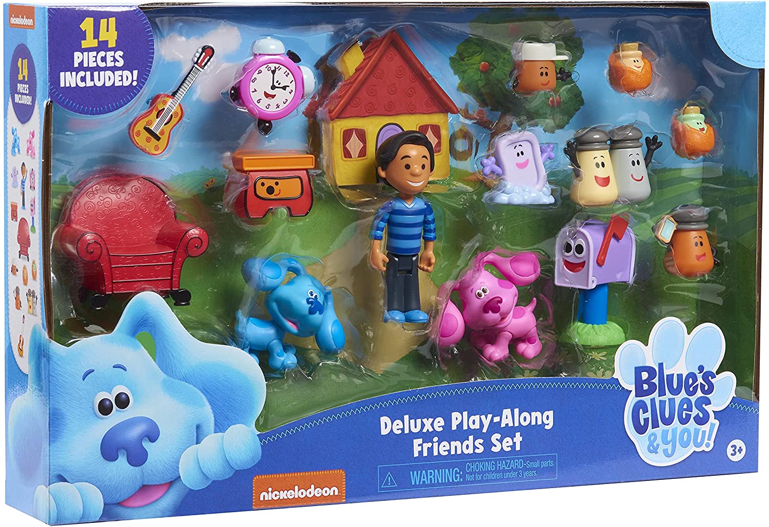 Blue's Clues & You Deluxe Play-Along Figure Set - 14-Piece Poseable Playset for Kids 3