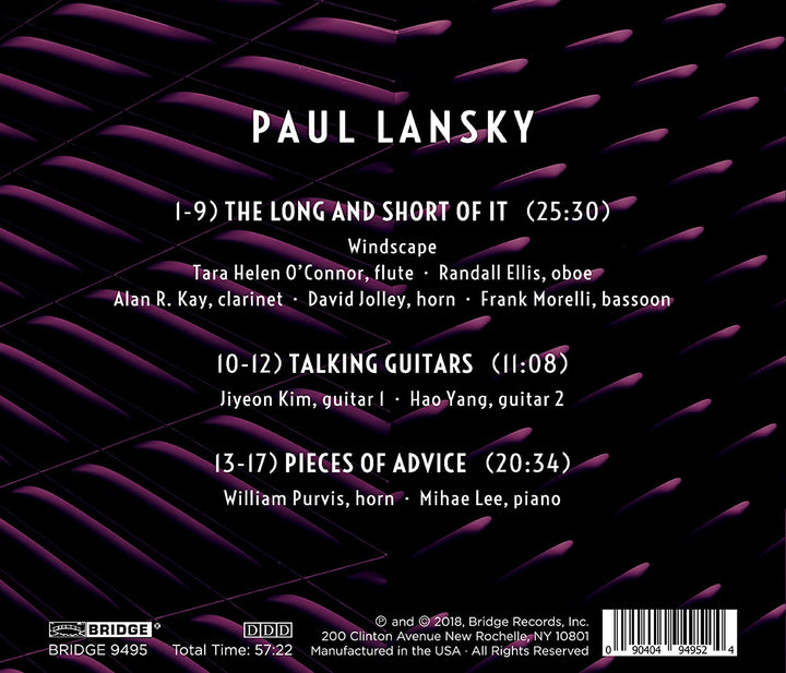 Lansky: Long And Short Of It [Windscape; Jiyeon Kim; Hao Yang; William Purvis; Mihae Lee] [Bridge Records: BRIDGE 9495] [Audio CD]