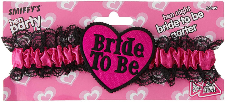 Smiffys Bride To Be Garter con pizzo - Nero/Rosa
