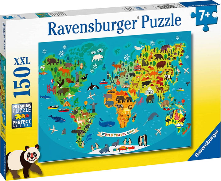 Ravensburger Animal World Map XXL Puzzle - Educational 150pc for Ages 7+ (13287)