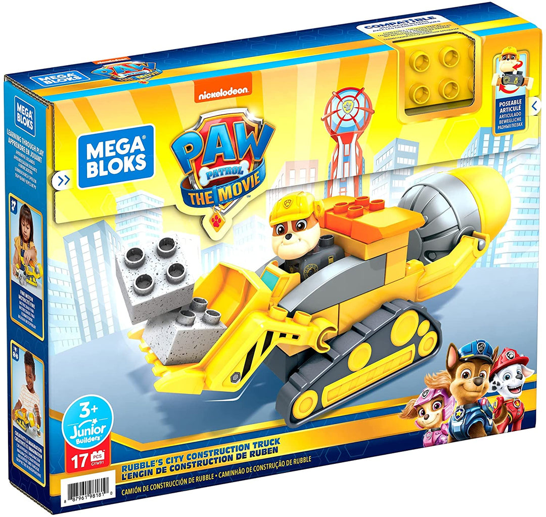 Mega Bloks Paw Patrol The Movie: Rubble&#39;s City bouwtruckset