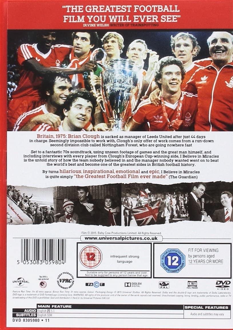 Brian Clough: Credo nei miracoli [DVD] [2015]