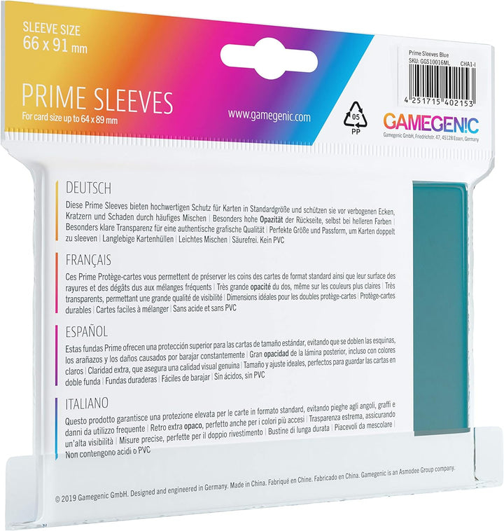 Gamegenic GGS11016ML Prime Sleeves (100-Pack), Blue
