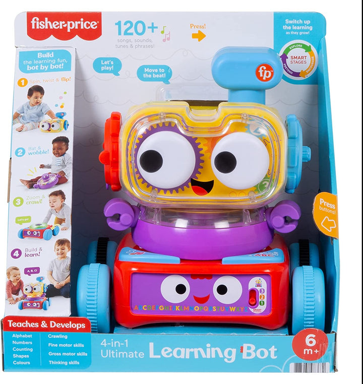 Fisher-Price 4-in-1 Ultimate Learning Bot, electronic activity toy with lights, music and educational content for infants and kids