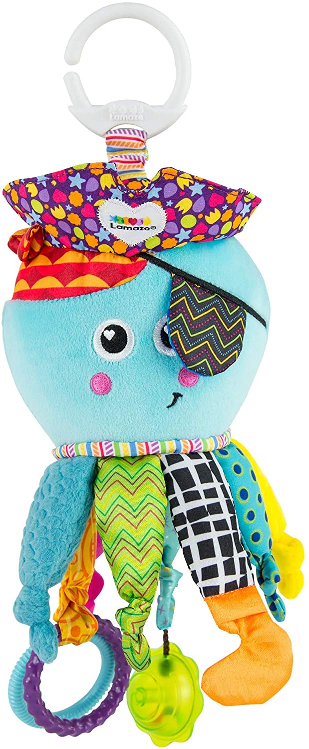 Lamaze Captain Calamari, clip op kinderwagen en kinderwagen pasgeboren babyspeelgoed, sensorisch speelgoed voor baby&#39;s, jongens en meisjes