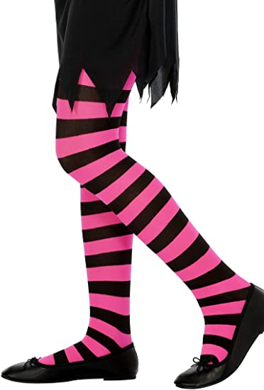 Smiffys roze en zwart gestreepte meisjeslegging