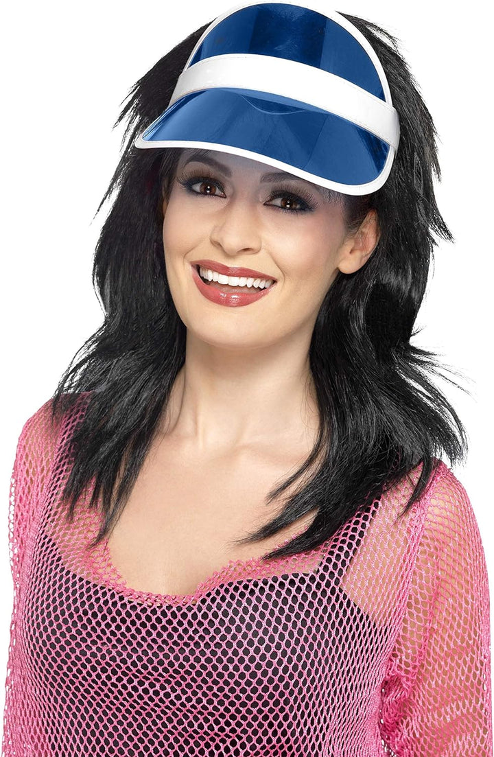 Smiffys 1980's Retro Blue Sun Visor Hat (One Size)