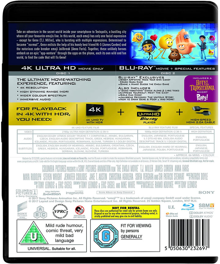 The Emoji Movie (4K UHD [2017] [Region Free] - Animation [Blu-ray]