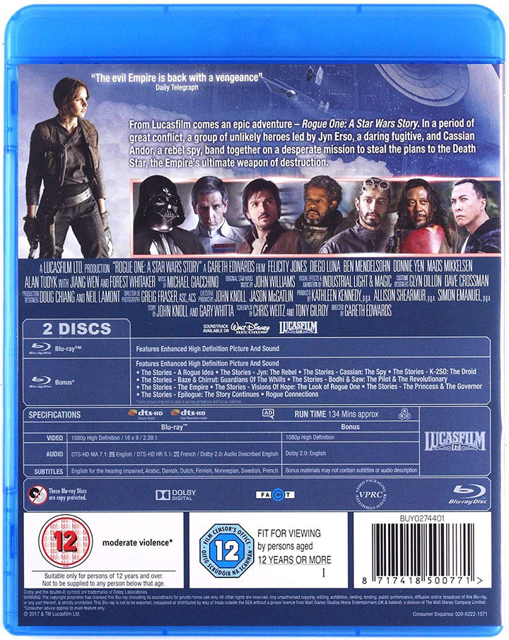 Rogue One: Una historia de Star Wars [Blu-ray] [2017] [Región libre]