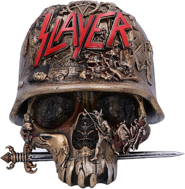 Nemesis Now Officially Licensed Slayer Eagle Helmet Skull Logo Trinket Box, Gold