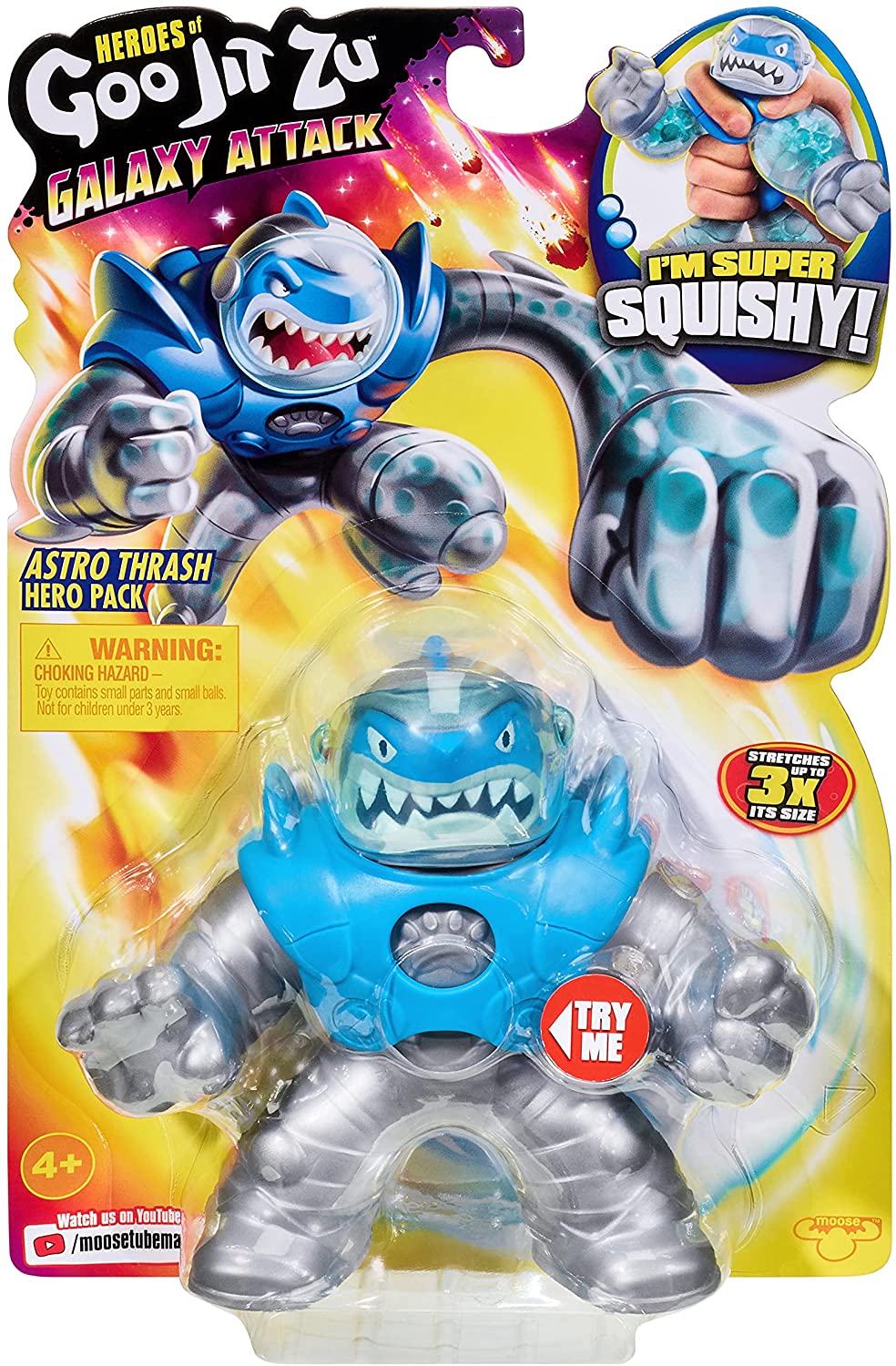 Heroes of Goo Jit Zu Galaxy Attack - Astro Thrash 41209, Stretchy Action Figure with Flip-Up Visor