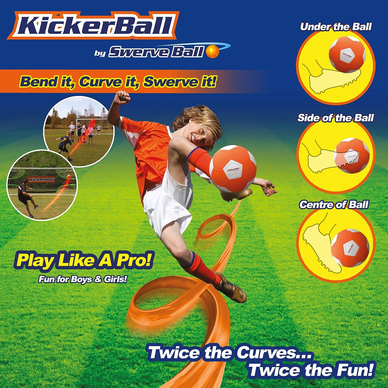 KickerBall 1190 - Aerodynamic Football for Swerving, Curving & Bending Tricks | Ages 6+