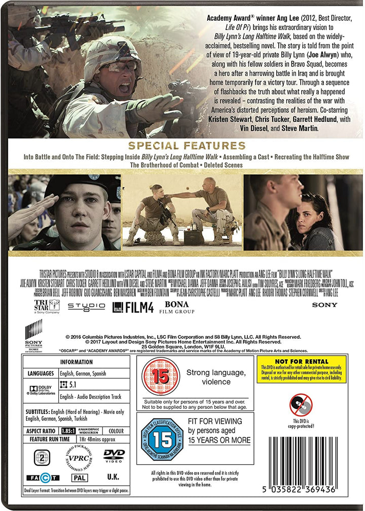 La lunga passeggiata a metà tempo di Billy Lynn [DVD] [2017]