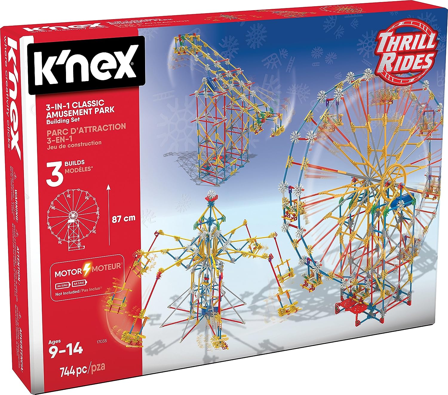 K'NEX 3-in-1-Bausatz „Klassischer Vergnügungspark“ – 744-teiliges Spielset für Kinder ab 9 Jahren 3