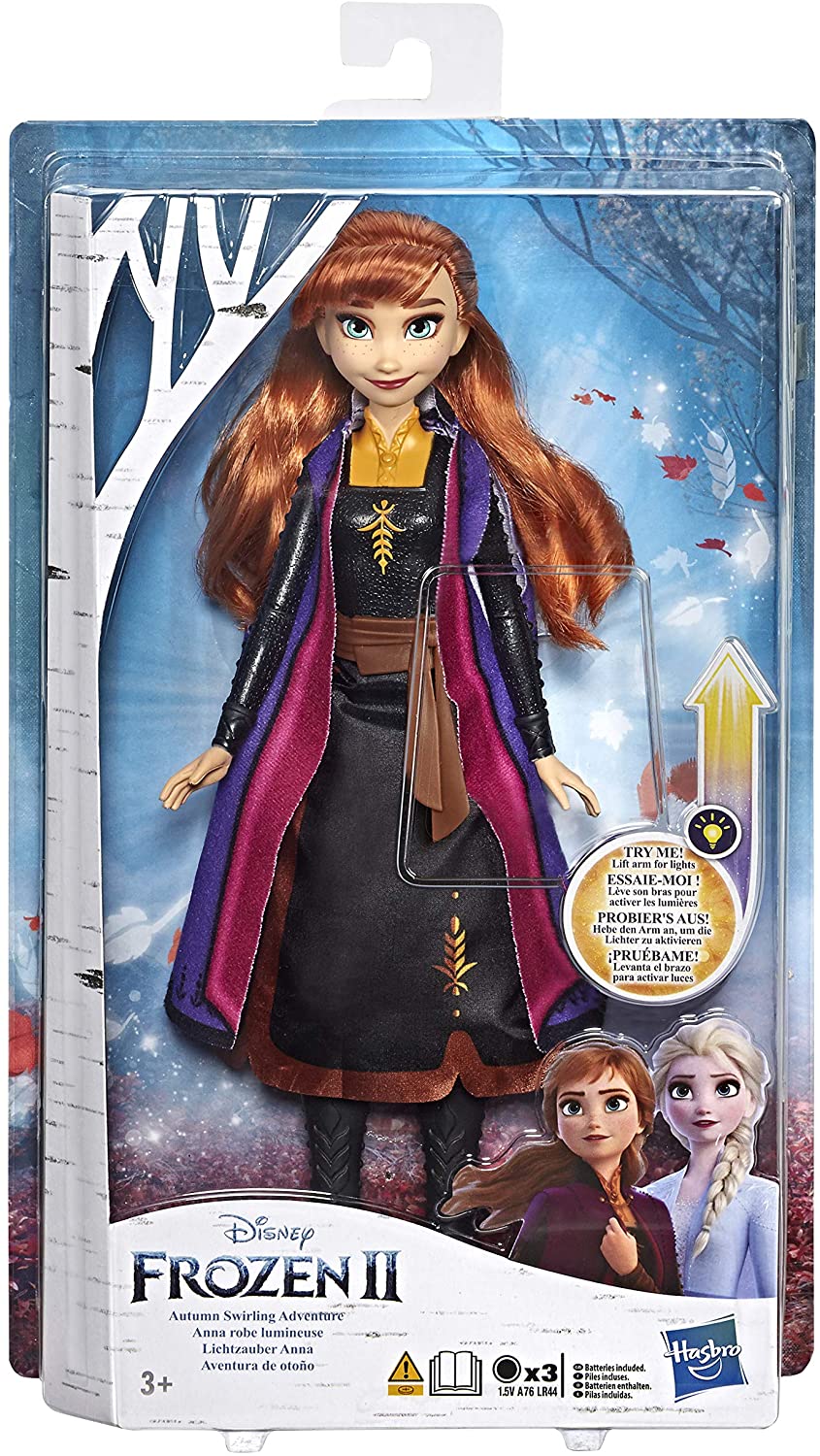 Disney Frozen Anna Autumn Swirling Adventure Muñeca de moda que se ilumina, inspirada en la película Frozen 2 de Disney