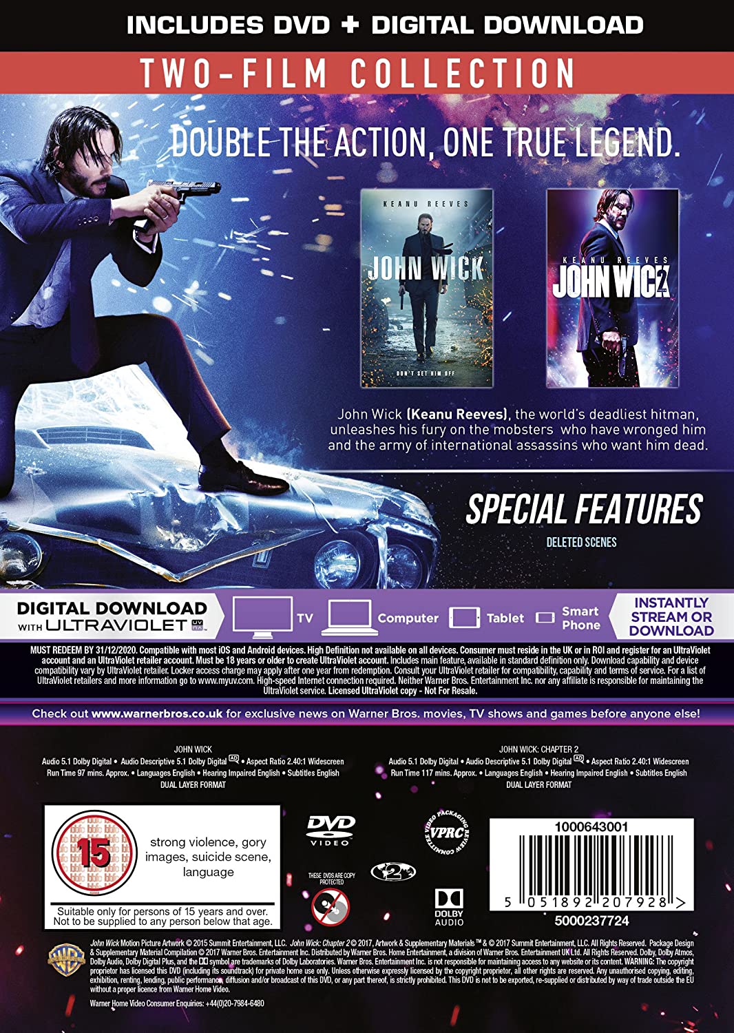 John Wick: Capitoli 1 e 2 [DVD + Download digitale] [2017]