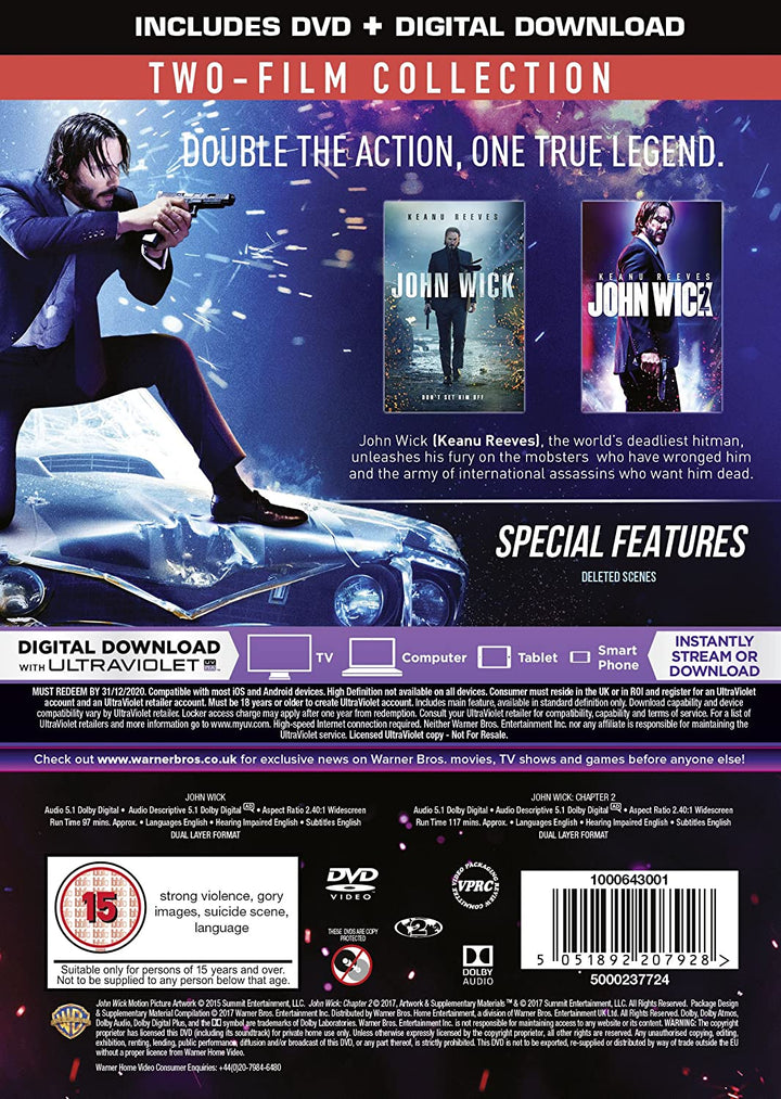John Wick: Capitoli 1 e 2 [DVD + Download digitale] [2017]