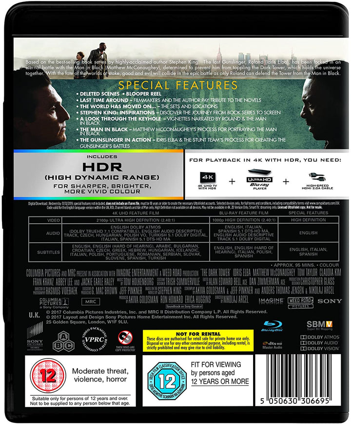 The Dark Tower (4K Ultra HD + Blu-ray) [2017] [Región libre]
