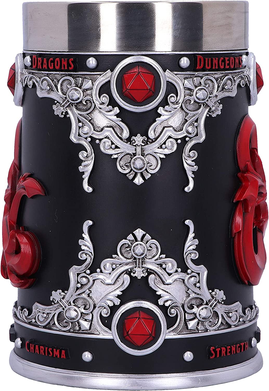 Nemesis Now Dungeons & Dragons Fantasy Role Play Die D20 Tankard, Rsine, acier inoxydable, Black, 1 Count (Pack of 1)