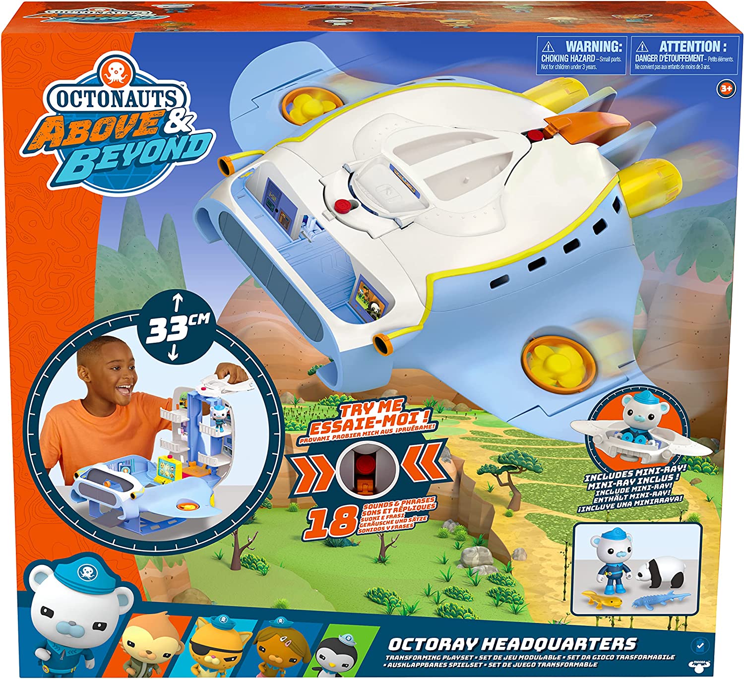 Octonauts Octoray Transforming Playset with Lights & Sounds - 7-Piece Set with Captain Barnacles Figure
