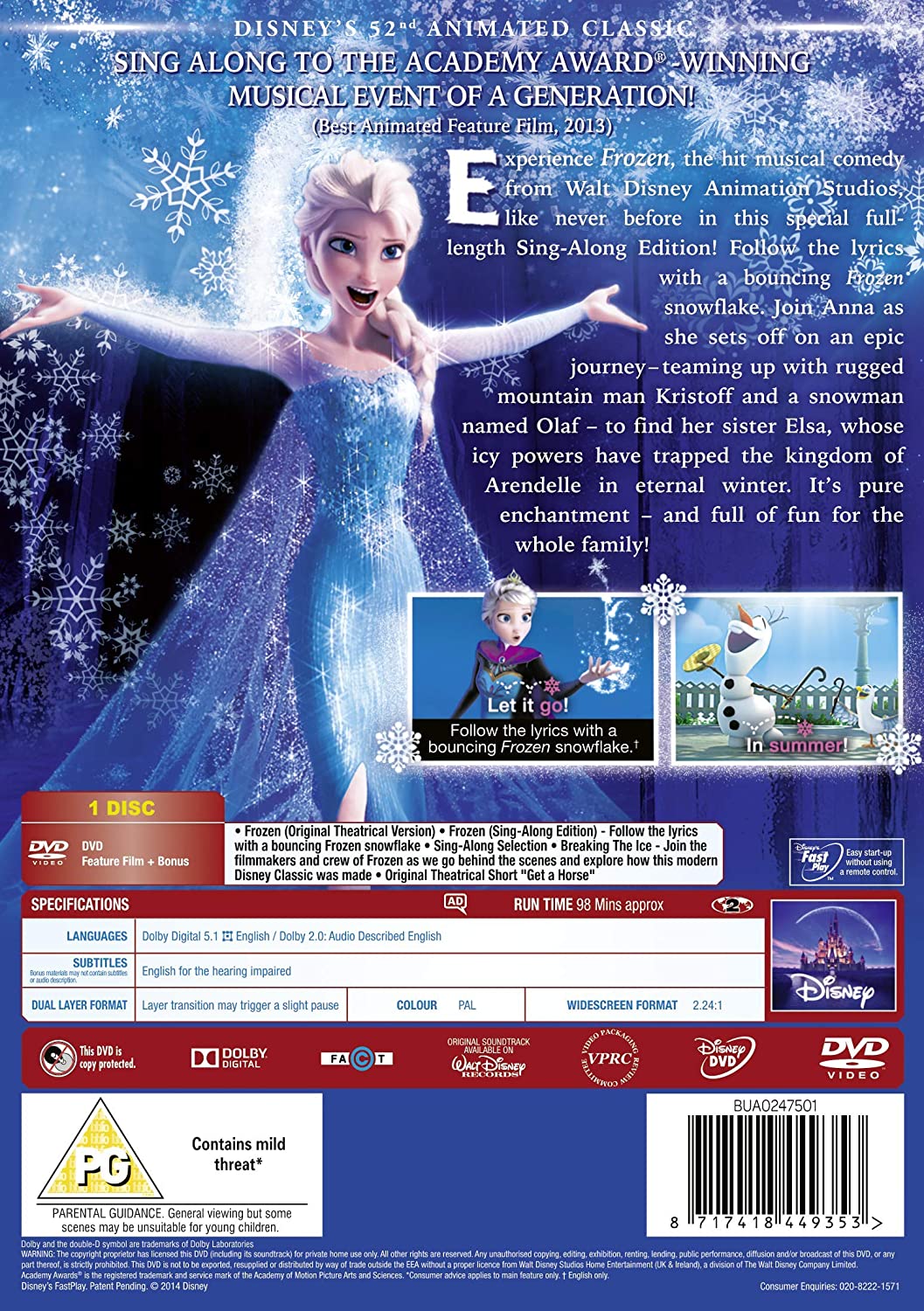 Edizione da cantare insieme a Frozen [DVD] [2013] [2017]