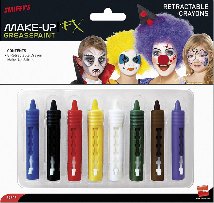Smiffys pastelli retrattili per trucco, confezione da 8
