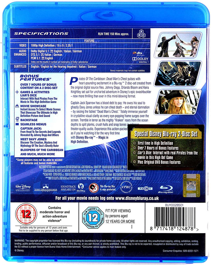 Piratas del Caribe: El cofre del hombre muerto [Blu-ray] [2017] [Región libre]