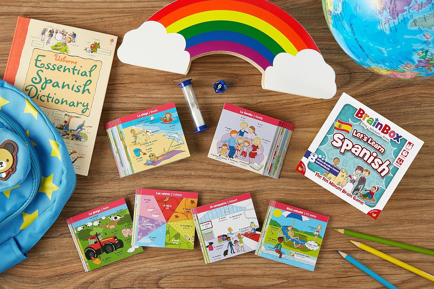 Brainbox Let's Learn Spanish-Kartenspiel für Kinder ab 8 Jahren | 1+ Spieler | 10 Minuten Spielzeit