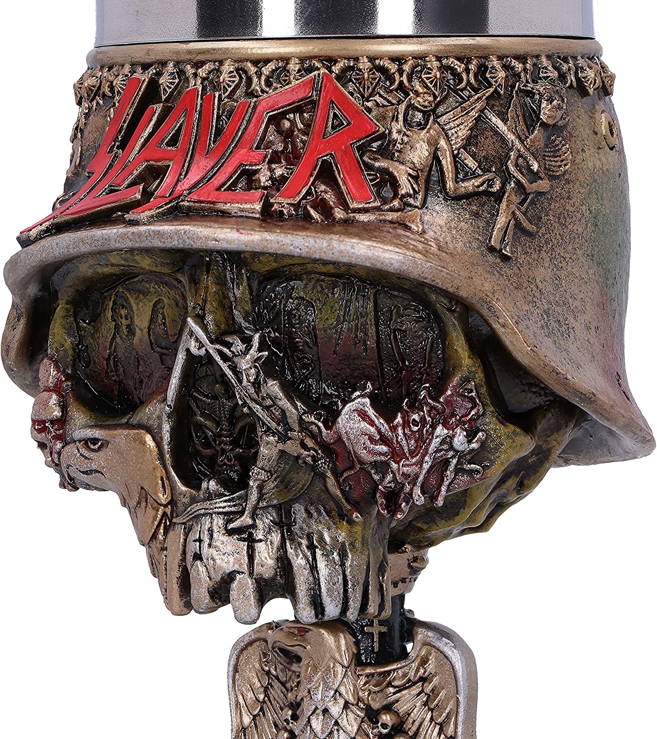 Nemesis Now Slayer Eagle Helmet Skull Logo Goblet - Gold Resin with Stainless Steel Insert 3